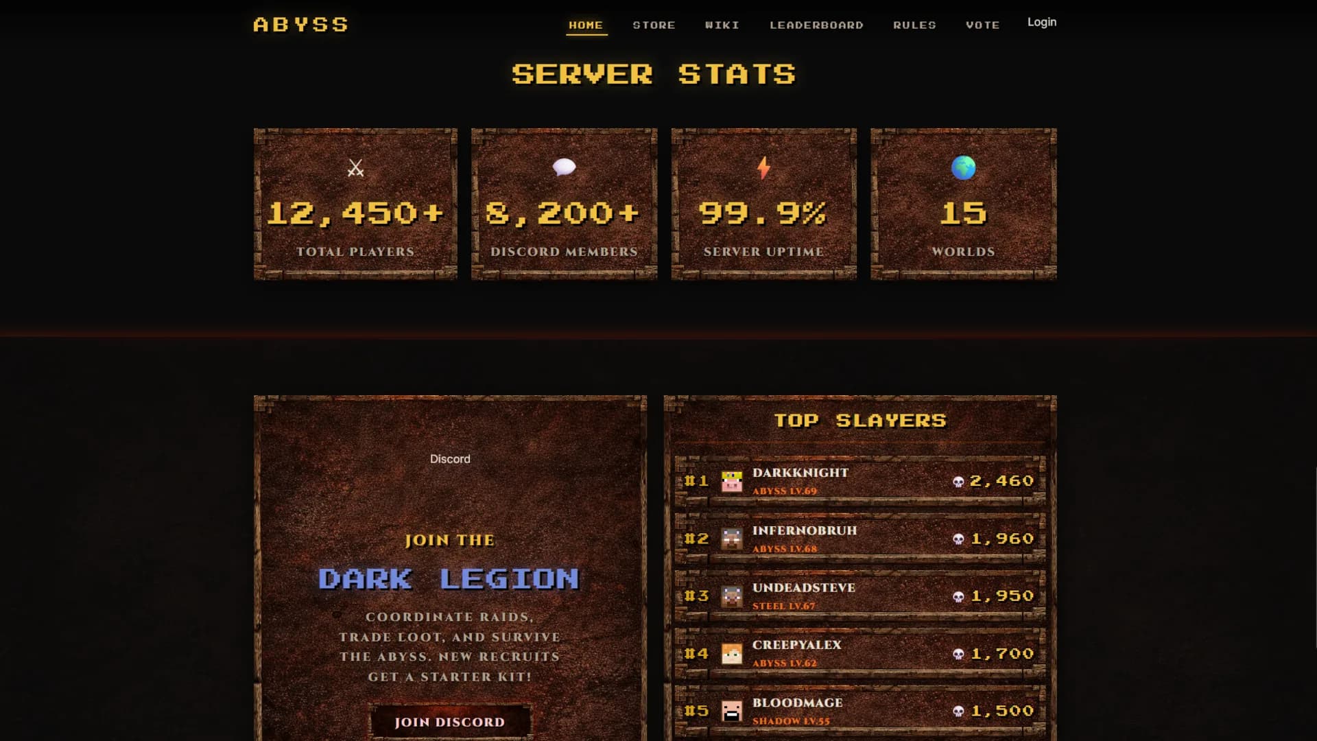 Abyss Minecraft Website Template - screenshot 2