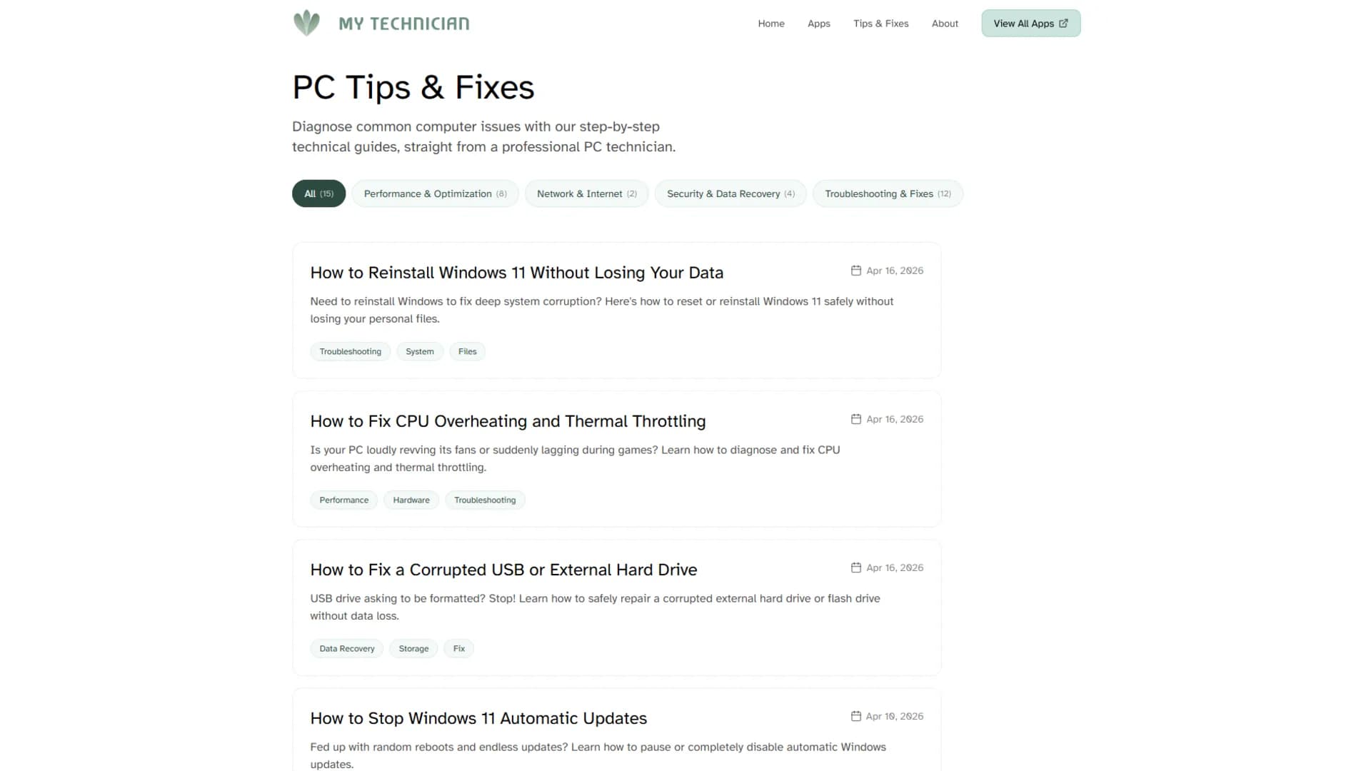 My Technician Website - screenshot 3